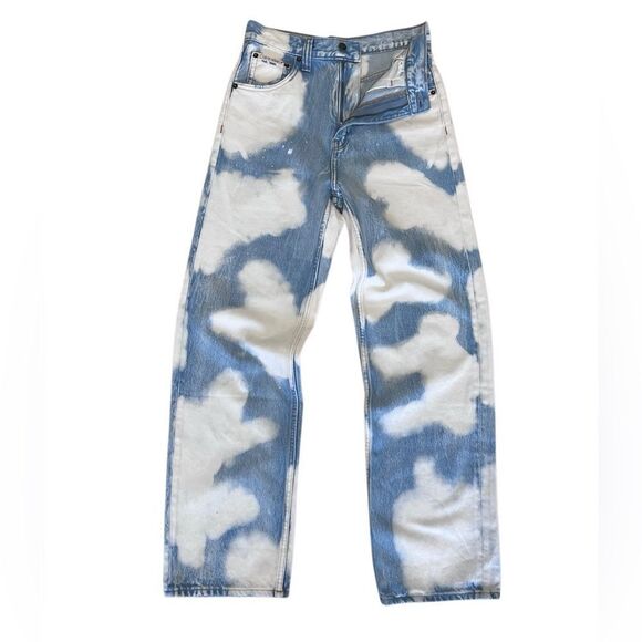 Calvin Klein Original Wide Leg jeans size W27 Blue White Cloud Pattern - Picture 1 of 15